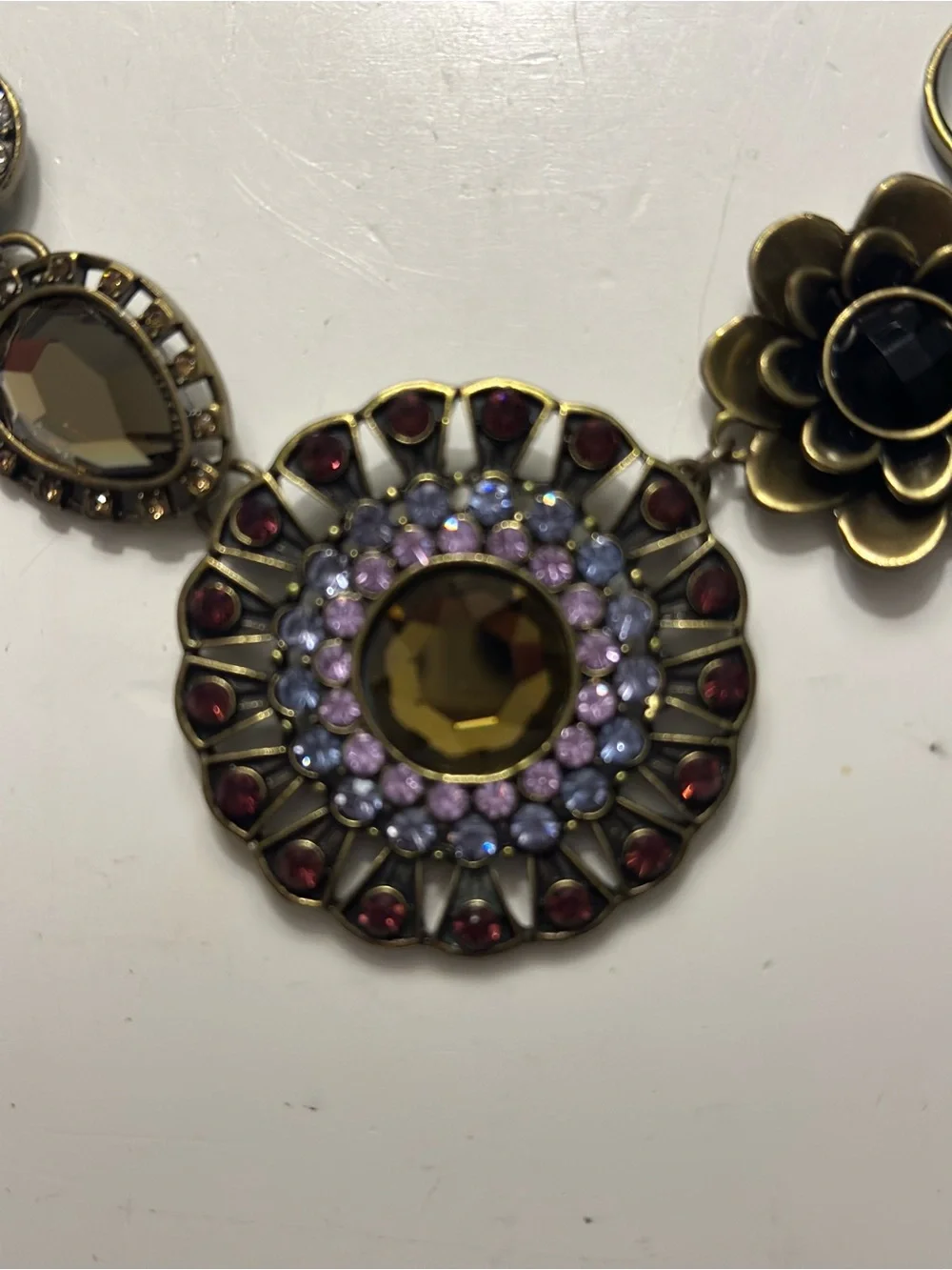 Park Lane Casablanca Necklace 10990 Statement Floral Austrian Crystal Amethyst